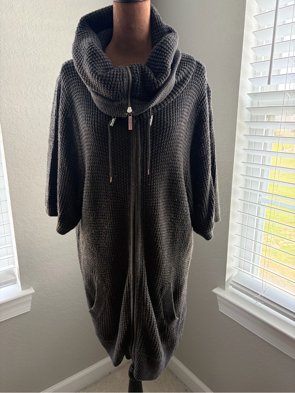 MICHAEL Michael Kors Charcoal Zip-Front Funnel-Neck Sweater